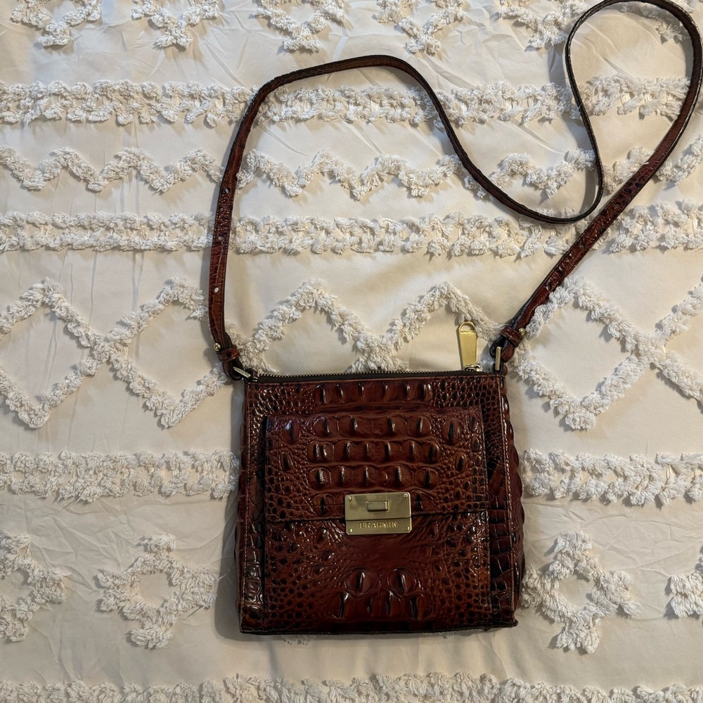 Brahmin Crocodile Leather Crossbody Shoulder Purse Bag